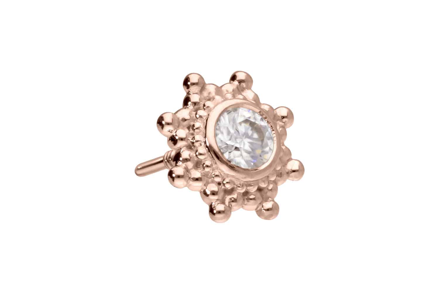 14 Karat Gold Schraubaufsatz mit Außengewinde MOISSANIT-SONNE von Piercingline